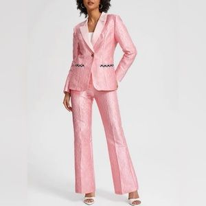 Barbie Pink Jacquard Power Suit with Black Trim- Jacket and Pants